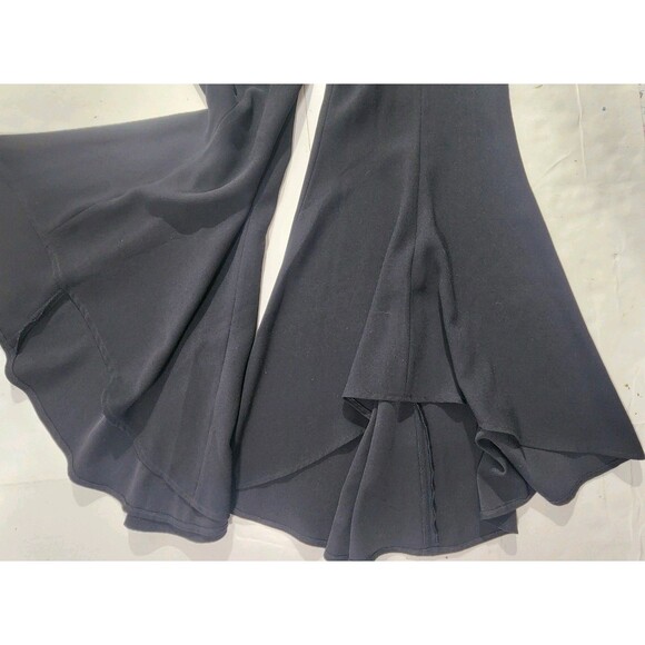 NEW Zara Woman Black Bell Bottom Jumpsuit Lace Insert Size L Spaghetti Straps - Picture 9 of 15